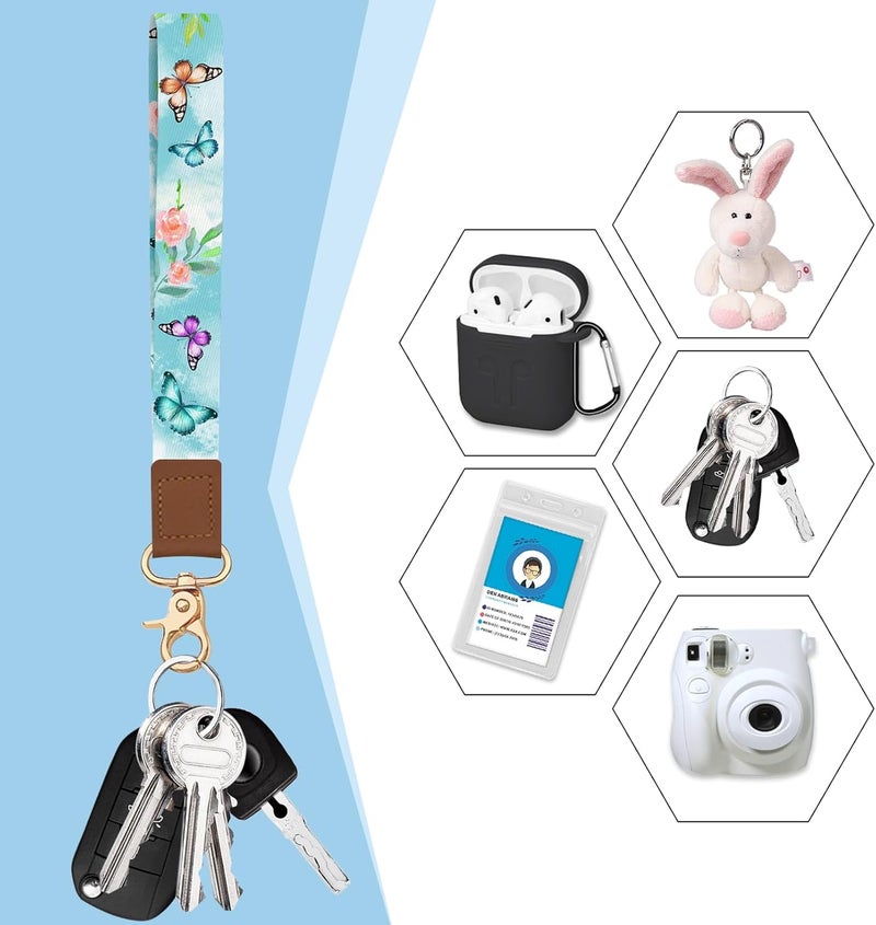 Blusabaca Credit Card Holder for Women, Butterfly Small RFID Blocking Wallet with Wristlet Strap, Keychain Zipper Women Wallet, Leather Card Case, Accordion Card Wallet Purse with Key Lanyard - Image 4